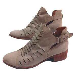 Sam Edelman Pierson Putty Gray Taupe Woven Cutout Booties Women's US Siz…